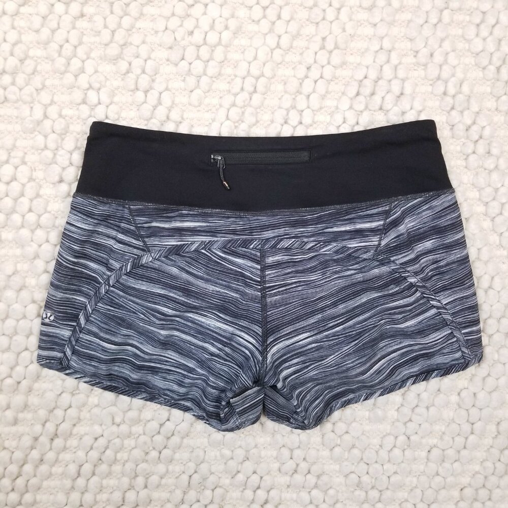 Lululemon Run Times Short 4" Low Tide Alpine White Black / Black Sz 6 - Picture 2 of 6